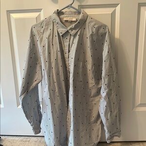 LOFT Black and White Casual Button Down Shirt